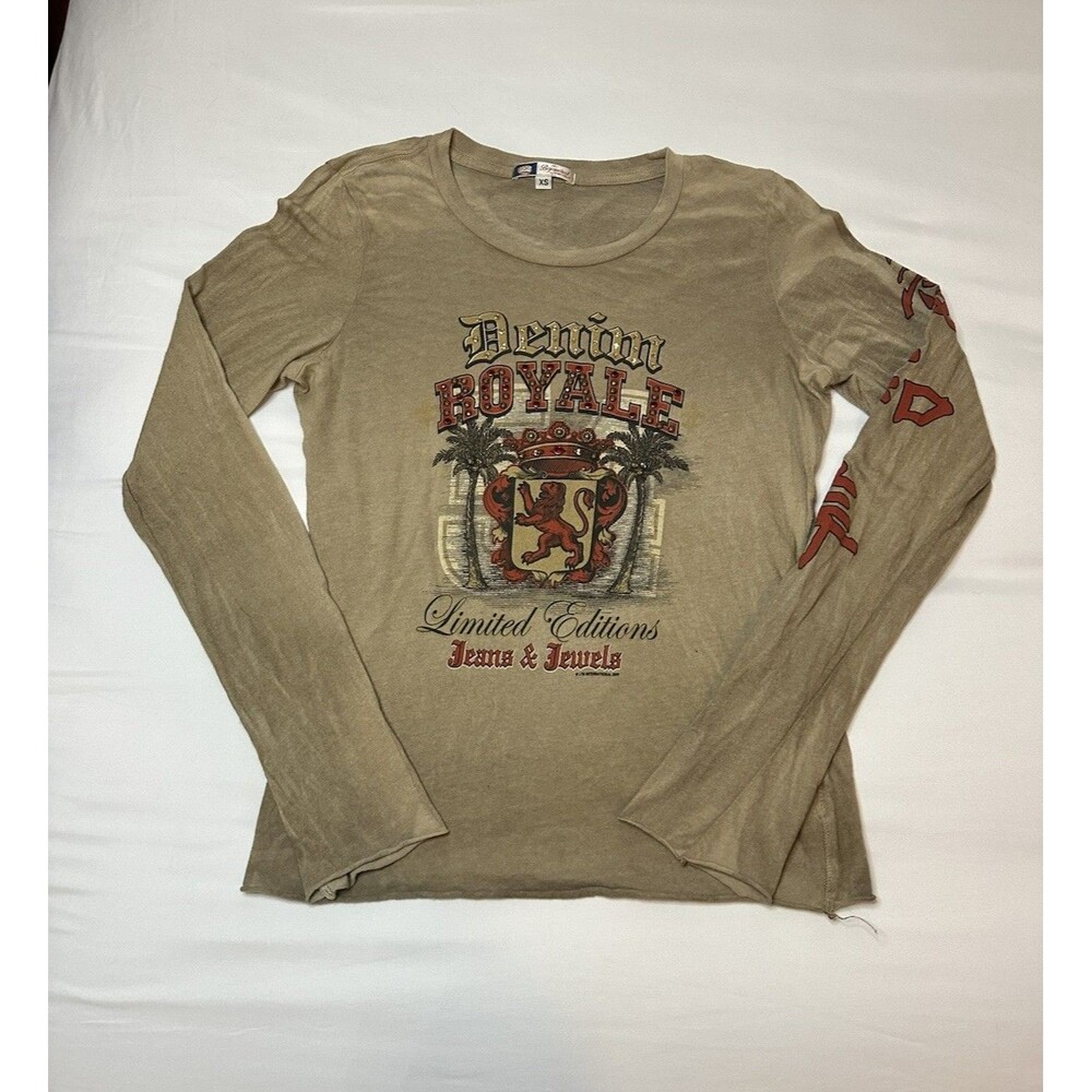 VTG 00s Y2K Bejeweled Susan Fixel Embellished Long Sleeve XS Swarovski Crystals